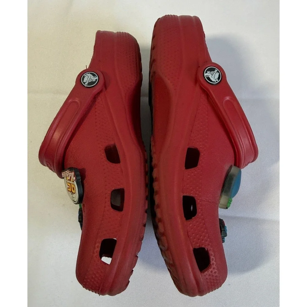 Crocs Classic Clogs Red W/ Jibbitz Mens 6 Womens 8 Slip On Casual